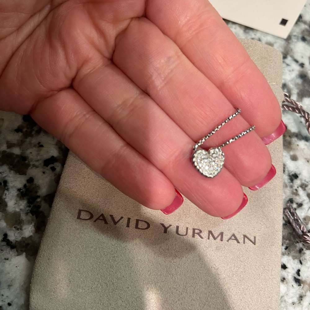 Chatelaine® Heart Necklace in Sterling Silver with Pavé Diamonds